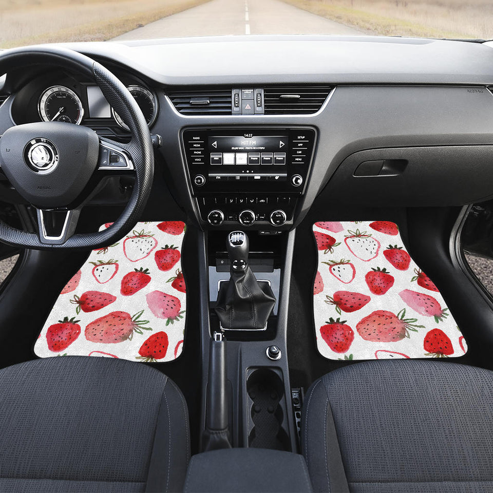 Watercolor Hand Drawn Beautiful Strawberry Pattern Front And Back Car Mats