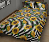 sunflowers ribbon background Quilt Bed Set