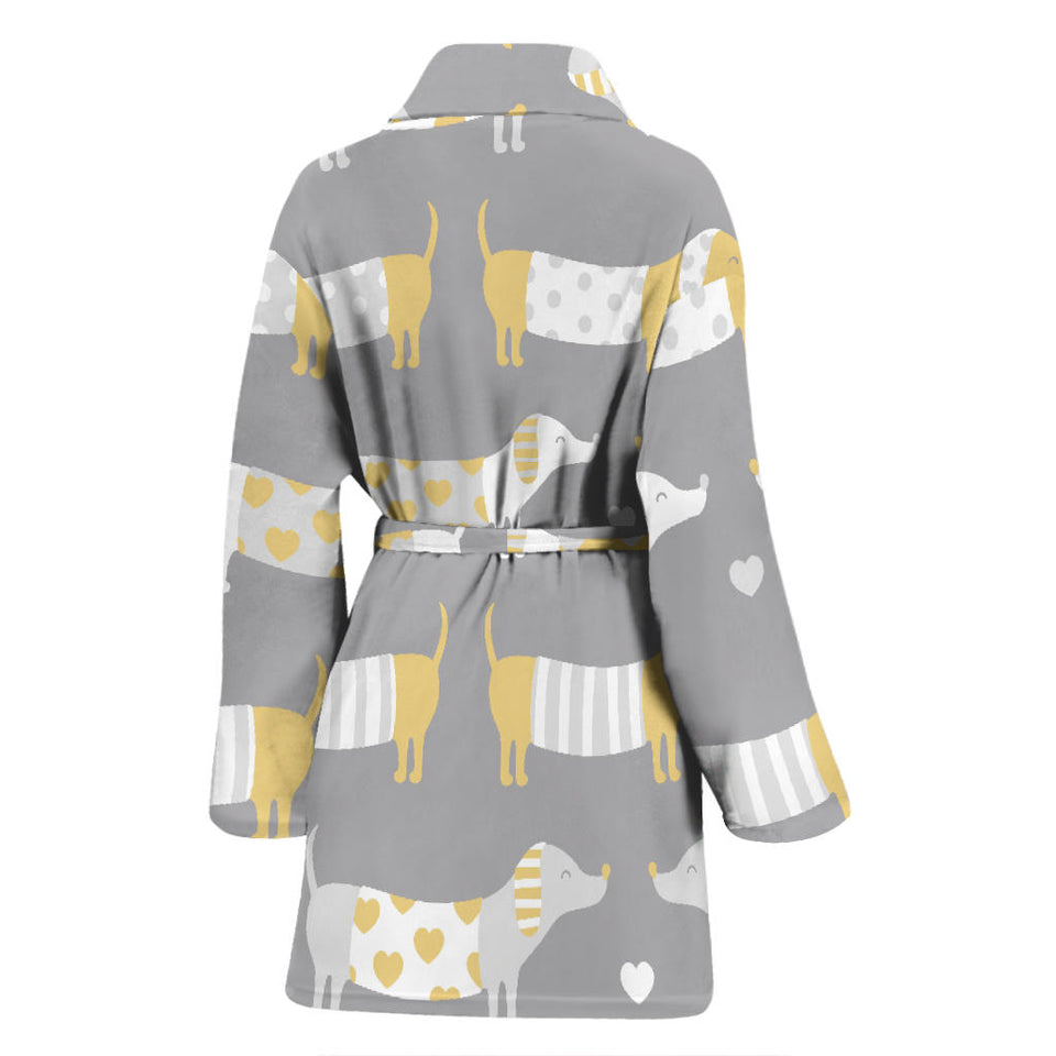 Cute Dachshund Dog Pattern Women'S Bathrobe
