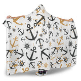 Anchors Rudders Pattern Hooded Blanket