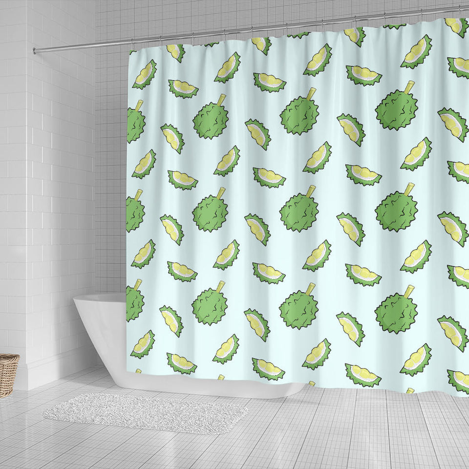 Durian Pattern Blue Background Shower Curtain Fulfilled In US