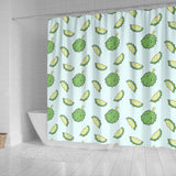 Durian Pattern Blue Background Shower Curtain Fulfilled In US