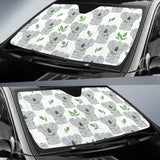 Hand Drawn Koala Leaves Pattern Car Sun Shade