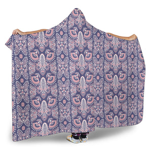 Indian Batik Style Pattern Hooded Blanket