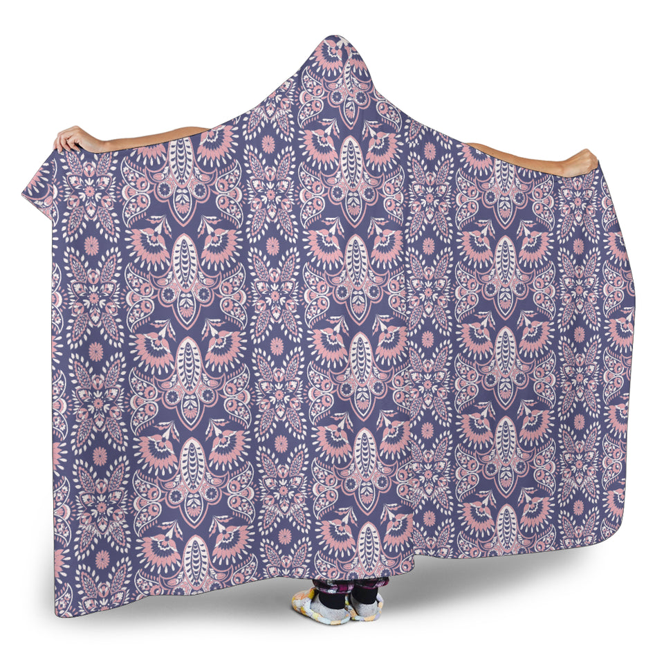 Indian Batik Style Pattern Hooded Blanket