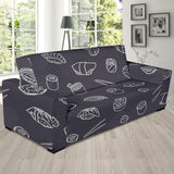 Sushi Pattern Black Background Sofa Slipcover