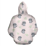 Cute Raccoons Leaves Pattern Zip Up Hoodie