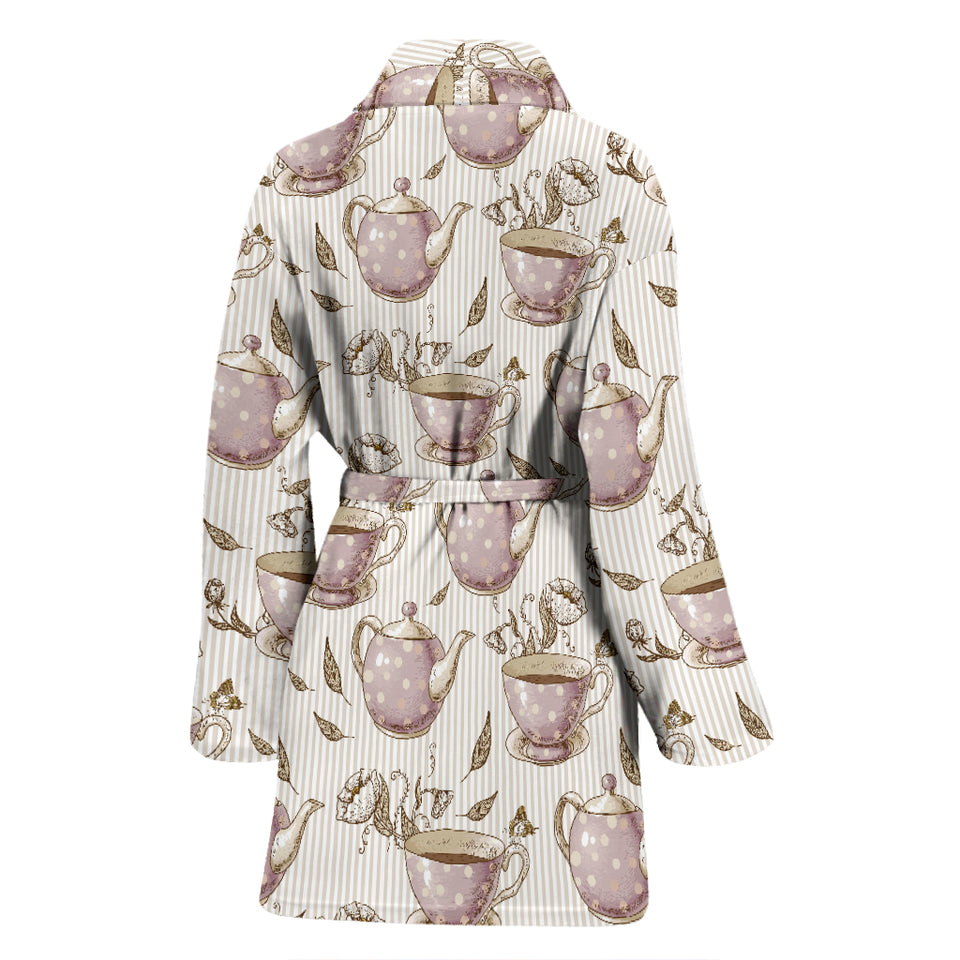 Tea Pots Pattern Print Design 03 Women's Bathrobe