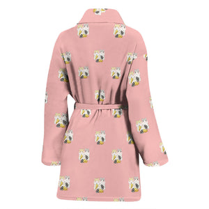 Cute Hamster Cheese Pattern Pink Background Women'S Bathrobe