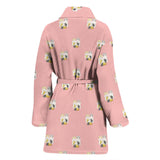 Cute Hamster Cheese Pattern Pink Background Women'S Bathrobe