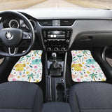 Cute Elephants Palm Tree Flower Butterfly Pattern Front And Back Car Mats