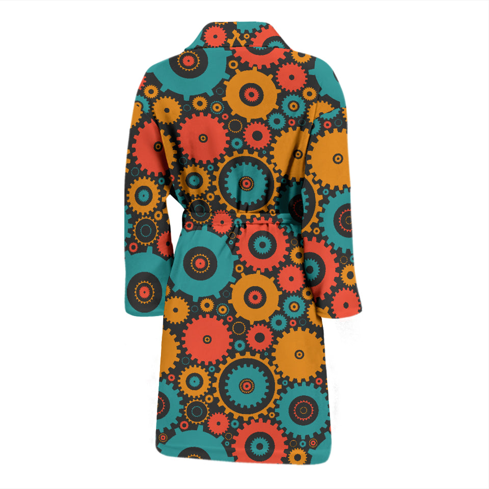 Gear Pattern Print Design 01 Men's Bathrobe