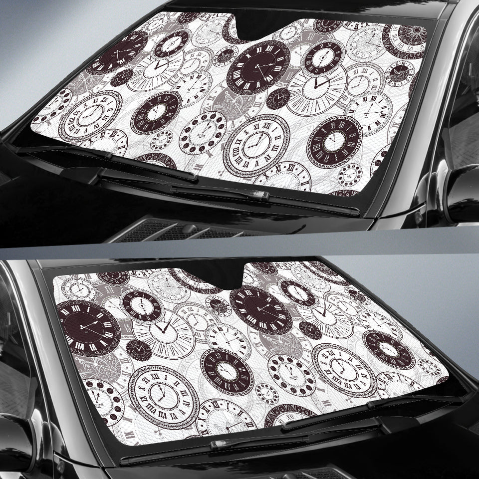 Classic Vintage Clock Pattern Car Sun Shade