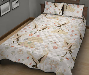 Beautiful Japanese cranes pattern Quilt Bed Set
