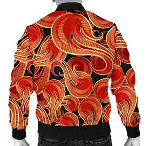 Fire Flame Pattern Men'S Bomber Jacket