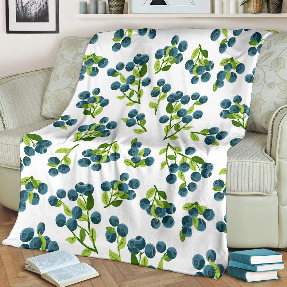 Blueberry White Background Premium Blanket
