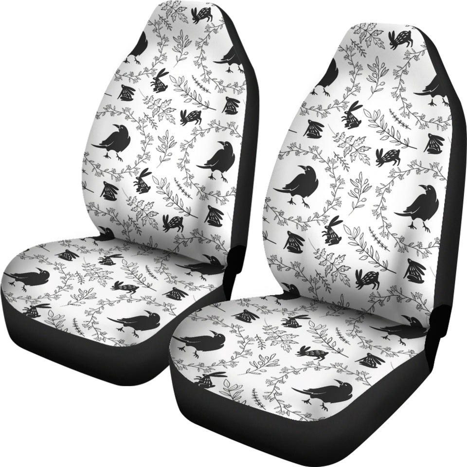 Crows Floral Wreath Rabbit Pattern Universal Fit Car Seat Covers
