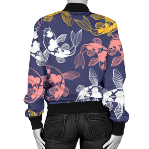 Koi Fish Carp Fish Pattern Women'S Bomber Jacket