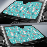 Christmas Cute Siberian Husky Puppie Pattern Car Sun Shade
