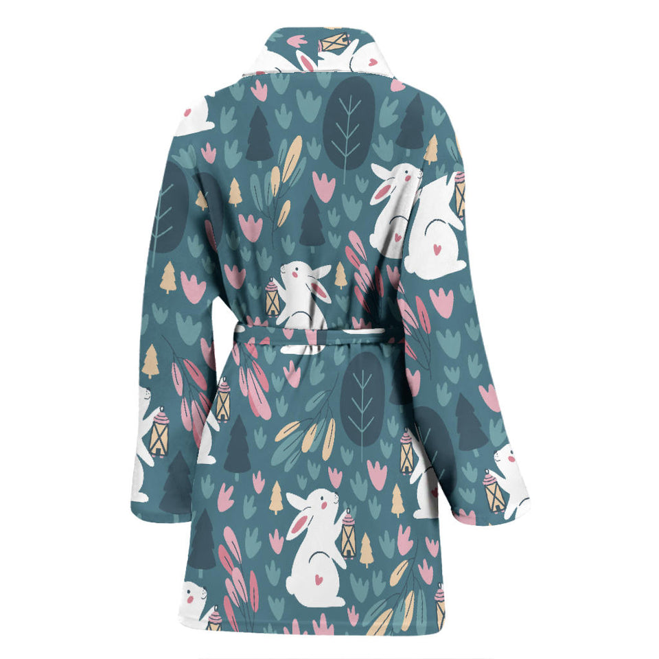 Cute Rabbit Pattern Women'S Bathrobe