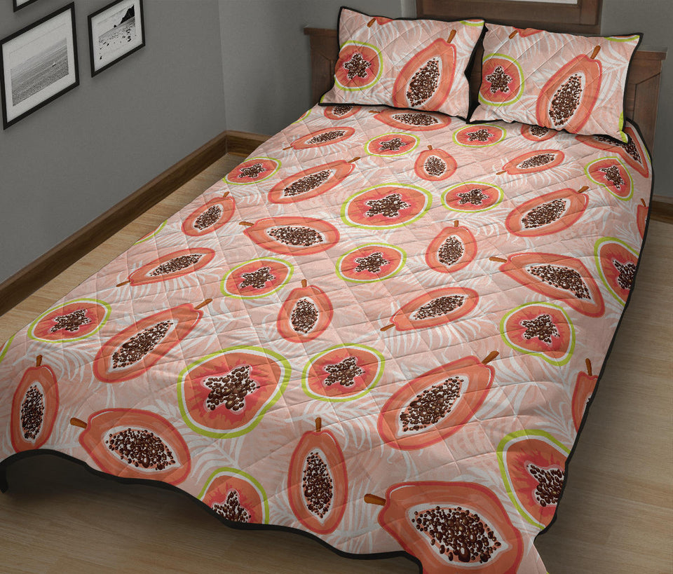 papaya leaves pattern Quilt Bed Set