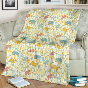 Hippopotamus Pattern Print Design 04 Premium Blanket