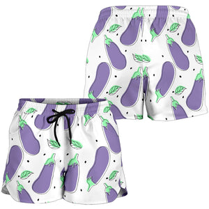 Eggplant Pattern Print Design 05 Women Shorts