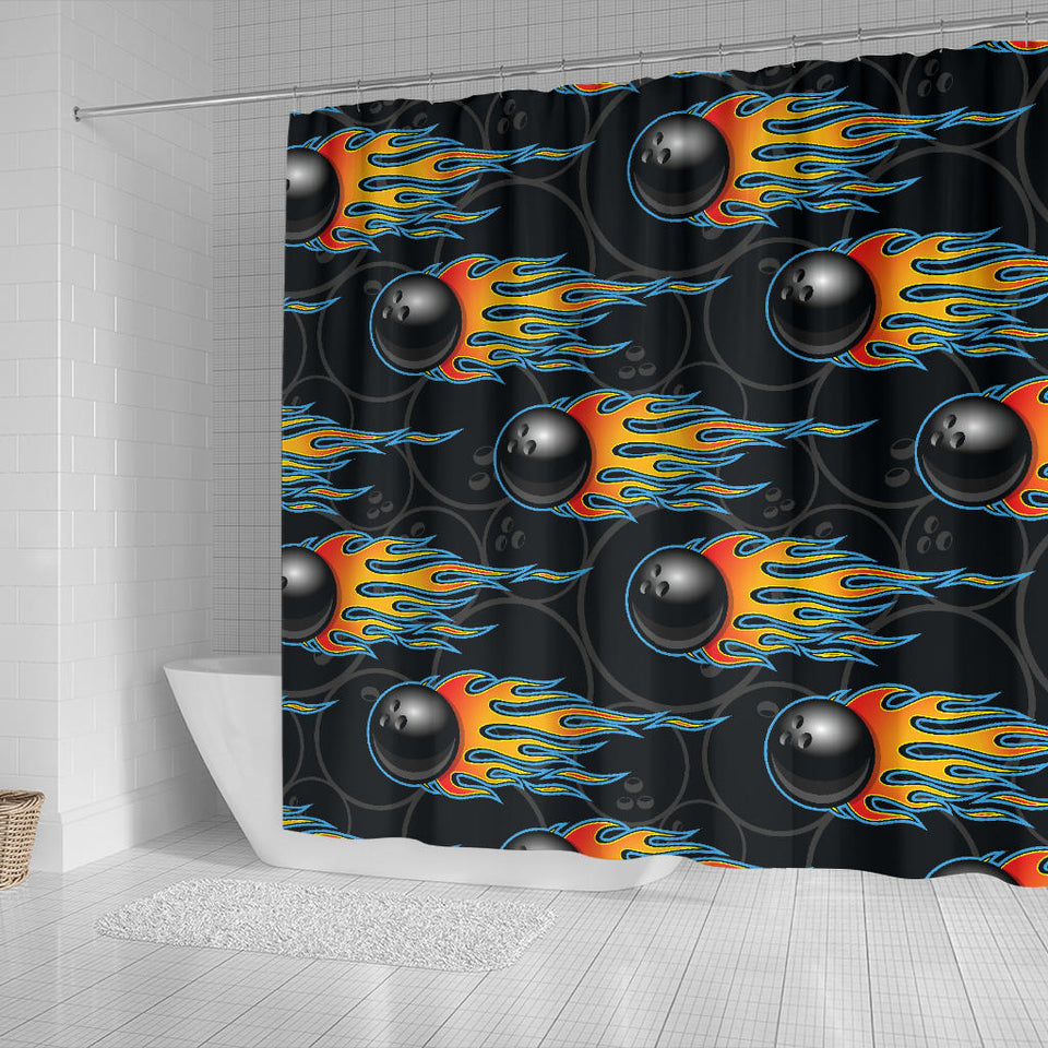 Bowling Balls Flame Pattern Shower Curtain Fulfilled In US