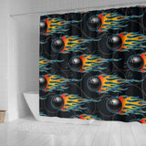Bowling Balls Flame Pattern Shower Curtain Fulfilled In US