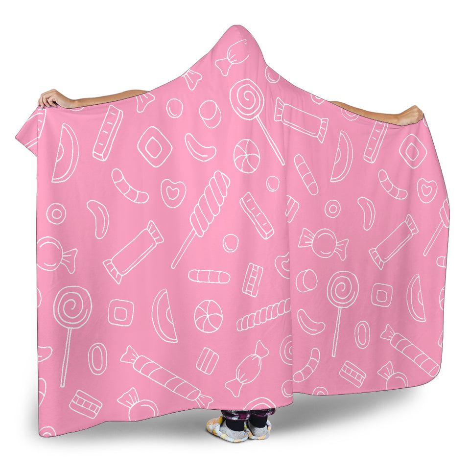 Sweet Candy Pink Background Hooded Blanket