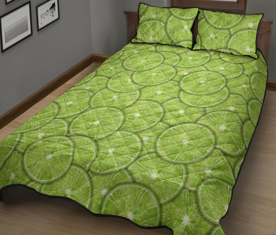 Slices of Lime pattern Quilt Bed Set