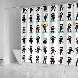 Cute Ninja Katana Sword Pattern Shower Curtain Fulfilled In US