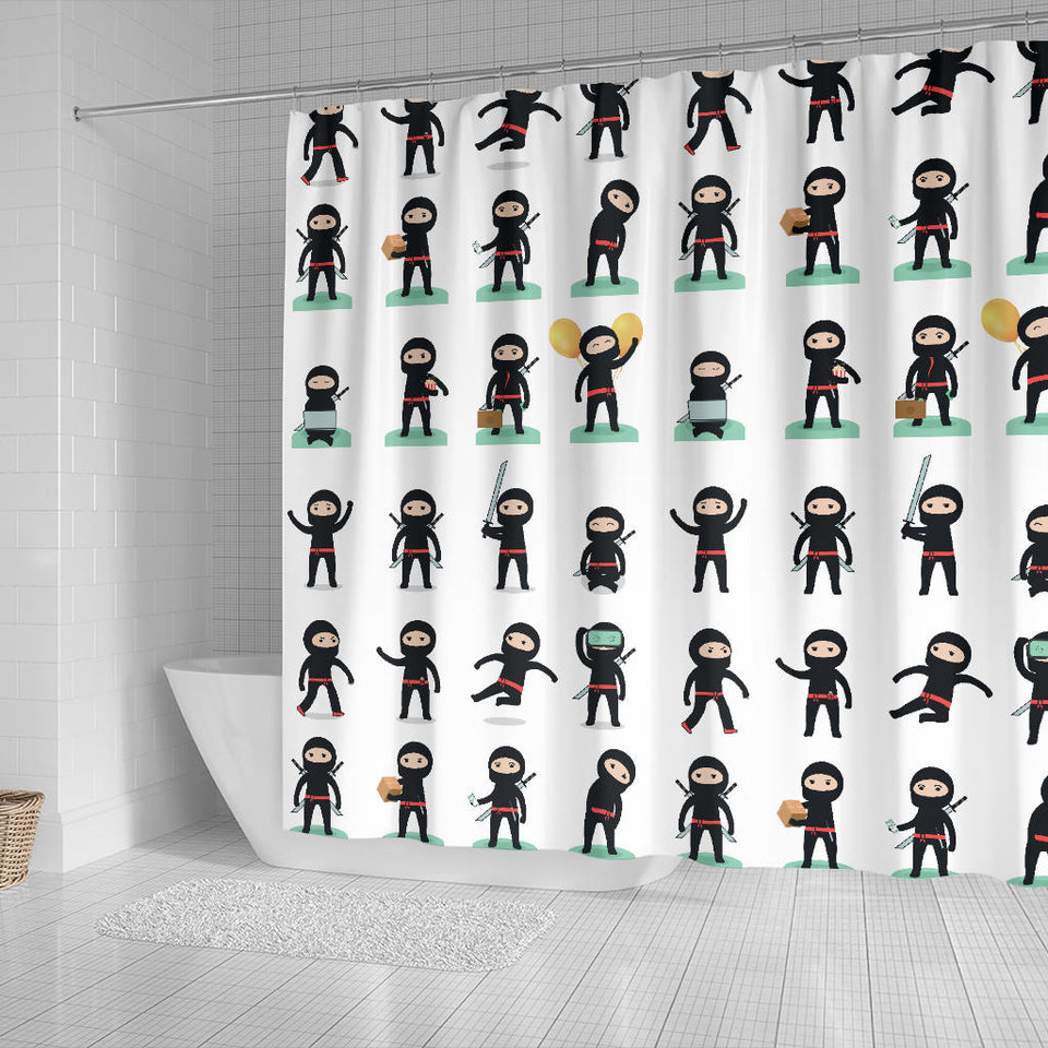Cute Ninja Katana Sword Pattern Shower Curtain Fulfilled In US