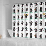 Cute Ninja Katana Sword Pattern Shower Curtain Fulfilled In US