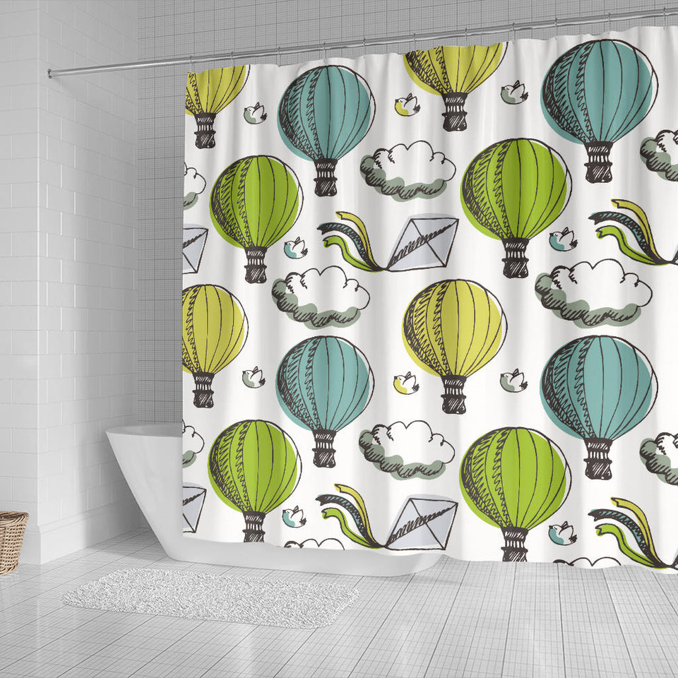 Hot Air Balloon Bird Cloud Pattern Shower Curtain Fulfilled In US