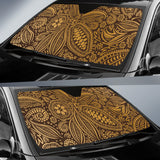 Cocoa Beans Tribal Polynesian Pattern Background Car Sun Shade