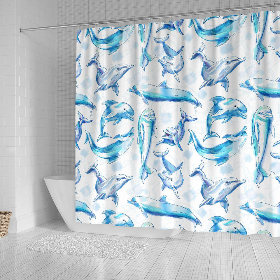 Watercolor Dolphin Pattern Shower Curtain Fulfilled In US