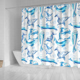 Watercolor Dolphin Pattern Shower Curtain Fulfilled In US