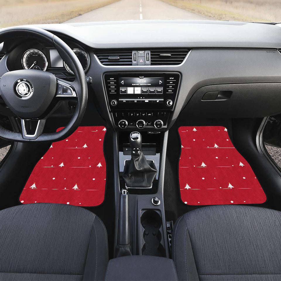 Christmas Tree Star Snow Red Background Front And Back Car Mats