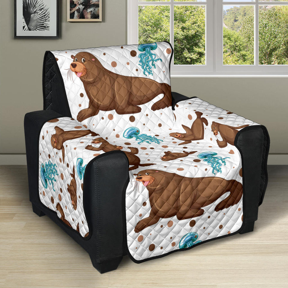 sea lion Seals jellyfish pattern Recliner Cover Protector