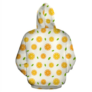 Oranges Leaves Pattern Zip Up Hoodie