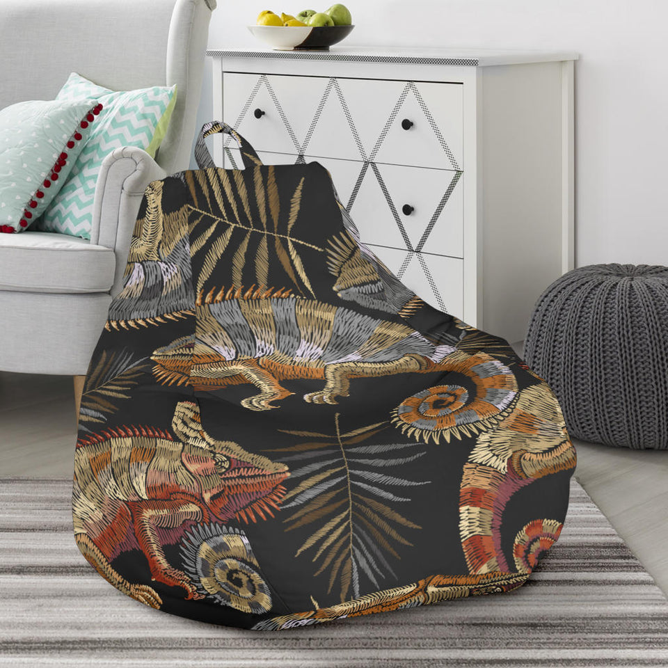 Chameleon Lizard Tropical Leaves Palm Tree Bean Bag Cover
