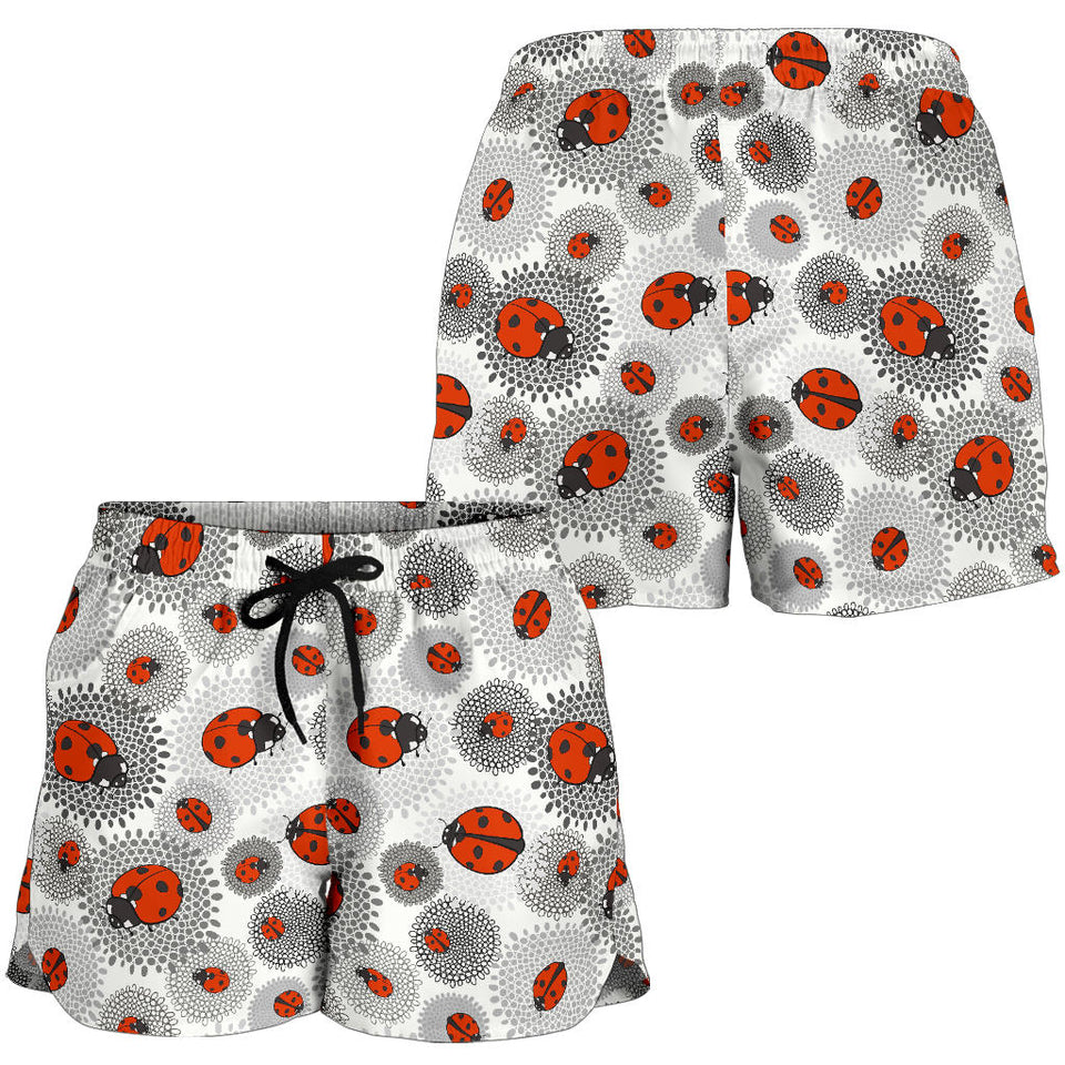 Ladybug Pattern Print Design 05 Women Shorts