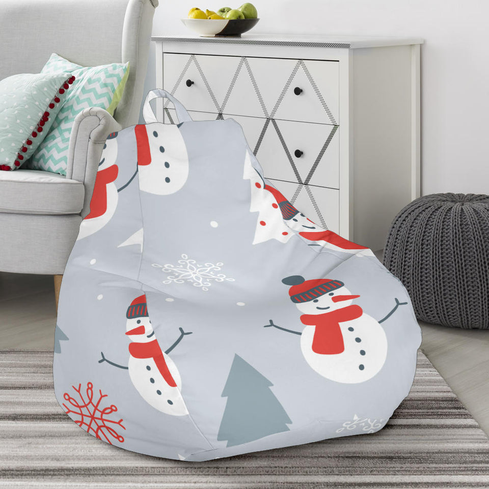 Snowman Christmas  Tree Snow Gray Background Bean Bag Cover