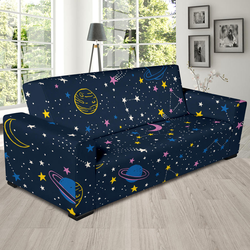 Space Pattern With Planets, Comets, Constellations And Stars Sofa Slipcover