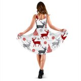 Deer Tree Snowflakes Chrismas Pattern Sleeveless Midi Dress
