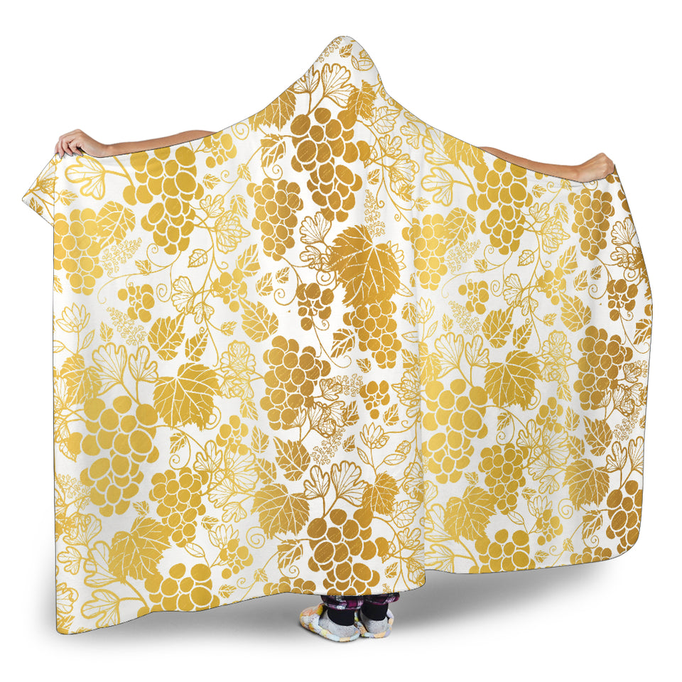 Gold Grape Pattern Hooded Blanket