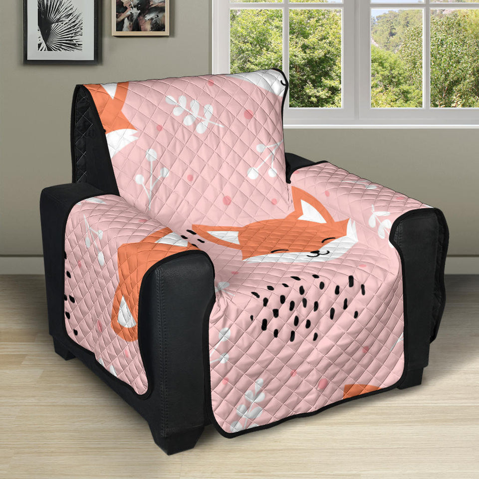 Cute fox pattern pink background Recliner Cover Protector