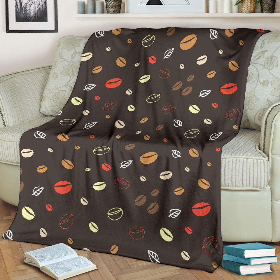 Coffee Bean Leave Pattern Premium Blanket