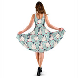 Cute Penguin Pattern Sleeveless Midi Dress